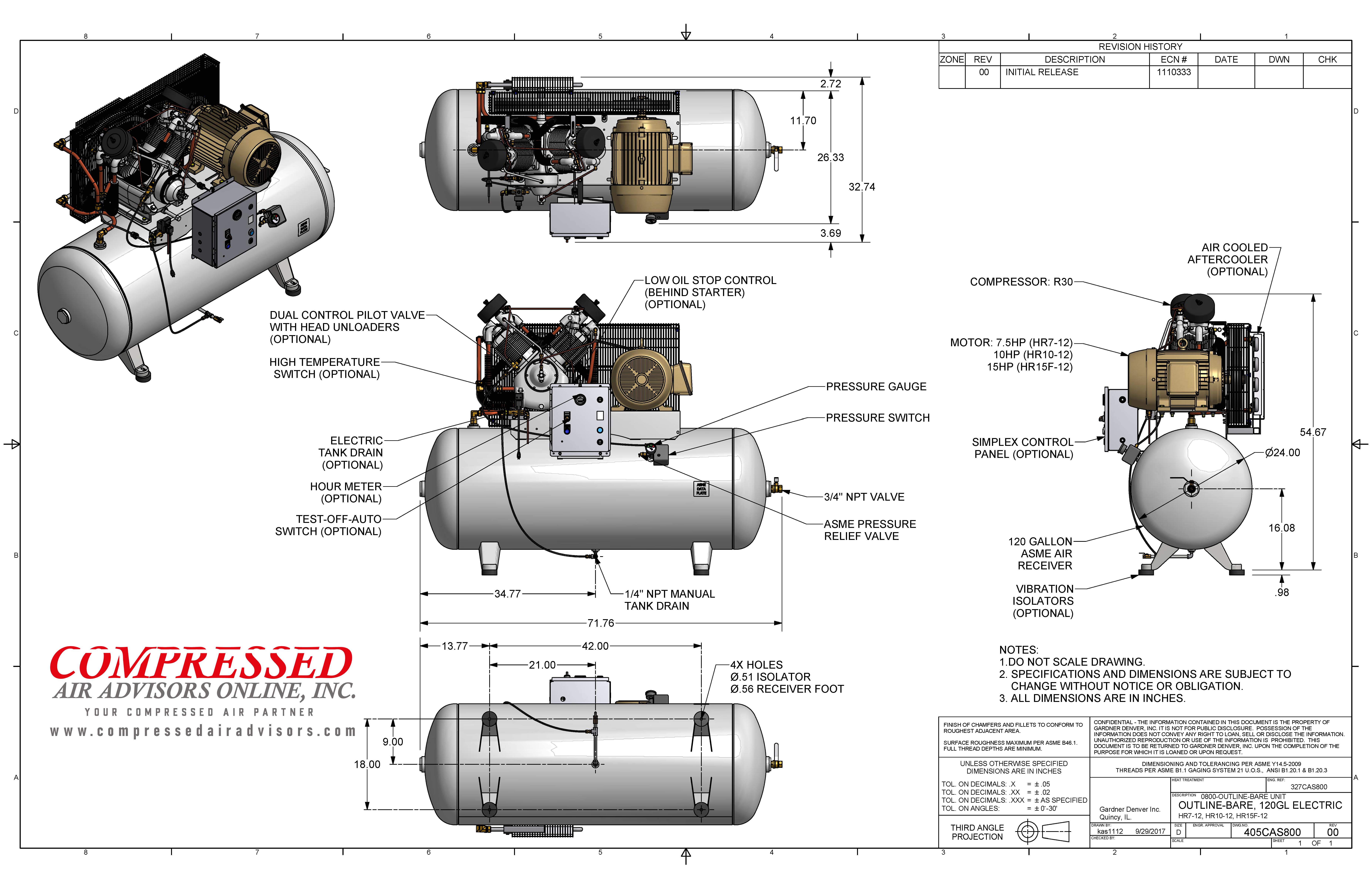 Champion HR15F-8 | 15 HP R-30 Horizontal Air Compressor